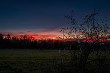 Landscape in Ceske Stredohori in color autumn sunny evening with inversion