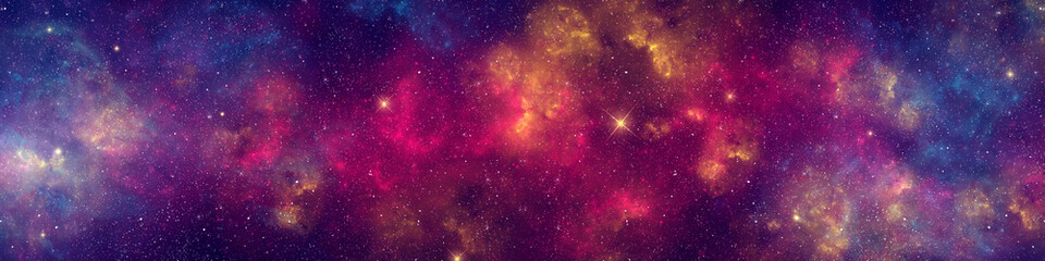 Nebula and stars in night sky web banner. Space background. - 545764992