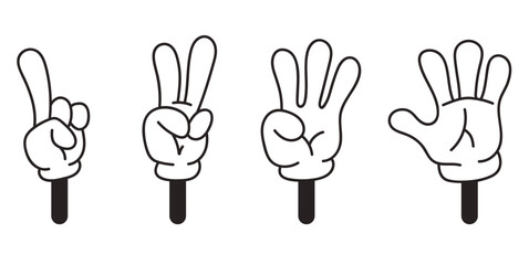 Obraz premium Retro cartoon style counting signs from one to five design element concept illustration