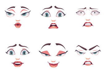 Woman girl face avatar constructor creation generator design element concept illustration