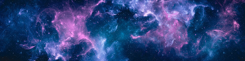 Nebula and stars in night sky web banner. Space background. - 545765170