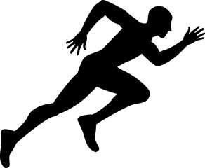 Fototapeta na wymiar Black silhouette of running man
