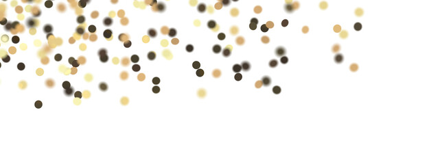 Golden serpentine confetti on transparent background. luxury isolated