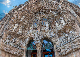 Exterior of the cathedral La Sagrada Familia, Antoni Gaudi, Barcelona, Catalonia, Spain, Europe - 545765342