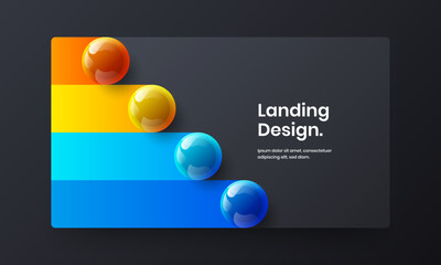 Modern 3D spheres annual report template. Multicolored site vector design concept.