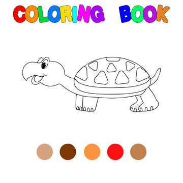 Coloring book with a turtle.Coloring page for kids.Educational games for preschool children. Worksheet.