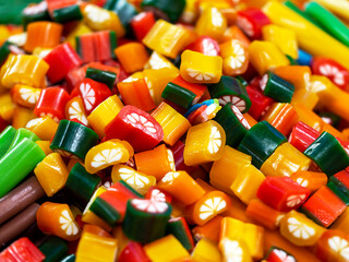 Background of marmalade candy. Abstract colored background.