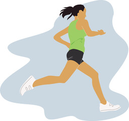 Fototapeta na wymiar Running or jogging girl vector portrait isolated