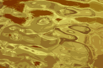 Vector illustration of water ripple texture background. Wavy water surface during sunset, golden light reflecting in the water.
