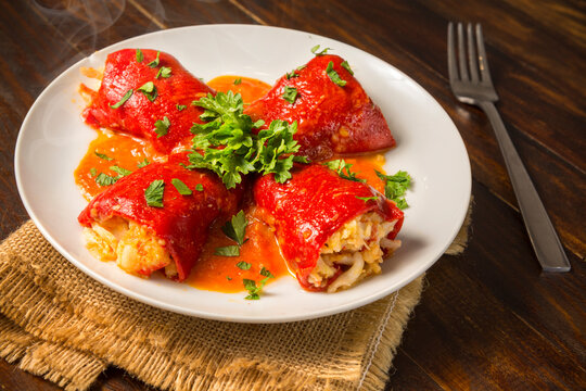 Pimientos rellenos de marisco