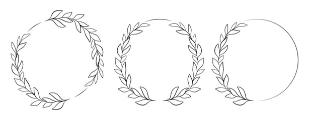 Black on white floral hand drawn logo template in elegant and minimal style.