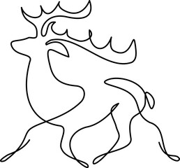 Christmas deer silhouette logo Continuous one line