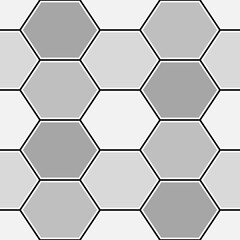 Obraz premium Hexagons. Honeycomb. Mosaic. Flooring background. Ancient ethnic motif. Geometric wallpaper. Parquet backdrop. Digital paper, web design, textile print. Seamless ornament pattern. Abstract art image.