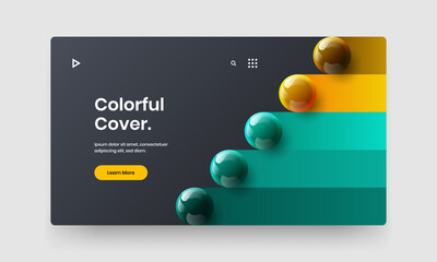 Colorful 3D spheres annual report concept. Multicolored company cover design vector illustration.