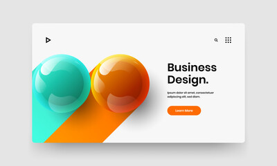 Clean 3D spheres banner illustration. Simple site design vector concept.