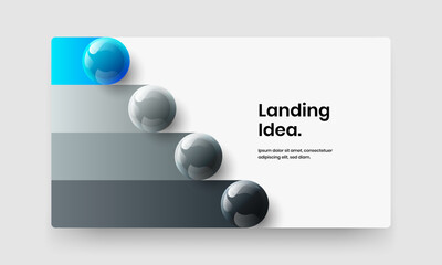 Original website screen vector design template. Clean 3D spheres presentation layout.