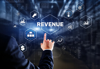 Revenue. Raising income concept. The businessman plans to increase his revenue