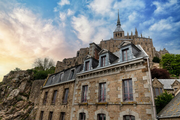 Fototapeta premium Mont Saint-Michel a former male Benedictine monastery