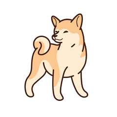 Akita Inu. Cartoon dog illustration. Vector illustration for prints, clothing, packaging, stickers.