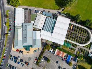 Aerial view of garden centre, Otley, West Yorkshire