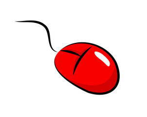 Czerwona mysz komputerowa ilustracja - obrazy, fototapety, plakaty