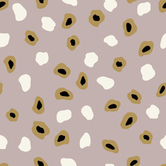 Seamless pattern with primitive spots. Simple minimalistic pink background, light dots in boho style. Children's wallpaper for a children's room, a print for a banner, postcard, packaging, textiles.