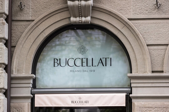 Zurich, Zurich,switzerland - 06 11 2022: a sign of a store of the the italian jewelry and watch company Buccellati