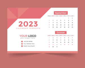 desk calendar template for new year 2023