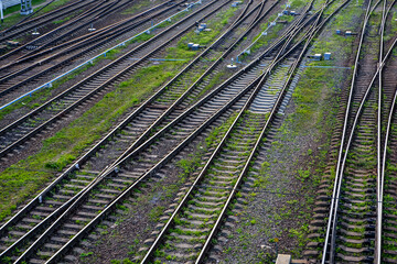Fototapeta premium View of railway tracks in Saint-Petersburg, Russia.