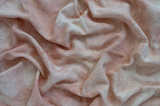 Natural Dyed with Avocado Raw Silk Fabric Background