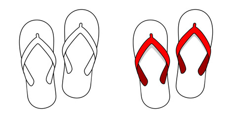 Slipper Sandal Set Vector Illustration Isolated on White