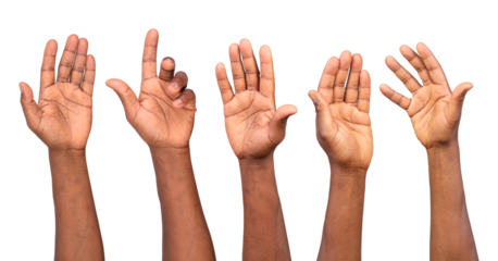 Hands up isolated on white background	