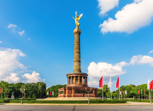 The Victory Column, beautiful view of a famous monument of Berlin, Germany