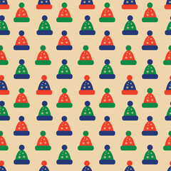 Christmas pattern with mittens nd Christmas decorations . Vector illustration