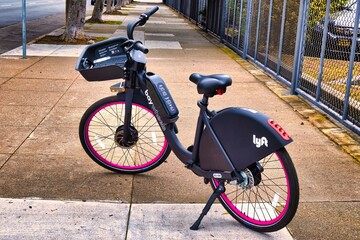 Lyft sharing rental bike system in san Francisco San Francisco, United States - February 13 2020
