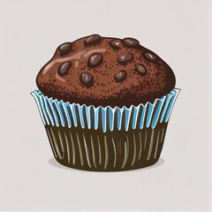 chocolate muffin on white
