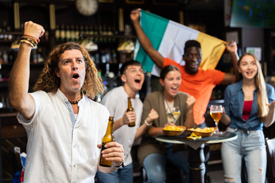 Team Ireland fans do not hide their emotions from the joy in the beer bar. Ireland win