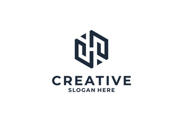 Abstract letter H logo design with creative Hexagon shape.