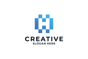 Obraz premium Letter H logo design combine with creative concept.