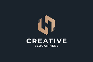 Fototapeta premium Letter H logo design combine with creative Hexagon shape.