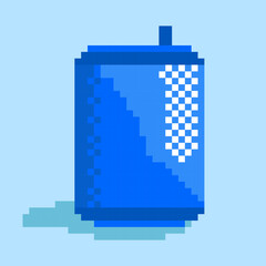 pixel blue soda can of lemonade