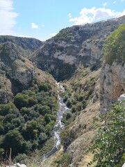 Fototapeta na wymiar waterfall in the mountains Matera, Basilicata, Italy