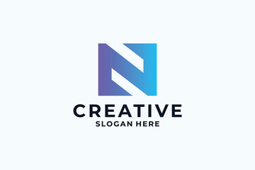 Fototapeta premium Abstract symbol letter N logo design.