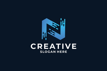 Fototapeta premium Abstract symbol letter N logo design.