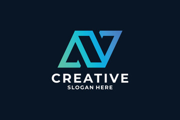 Obraz premium Modern concept letter N logo design with creative gradient color.