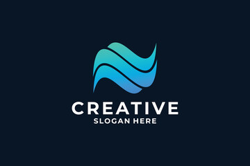 Fototapeta premium Minimalist letter N logo design inspiration.