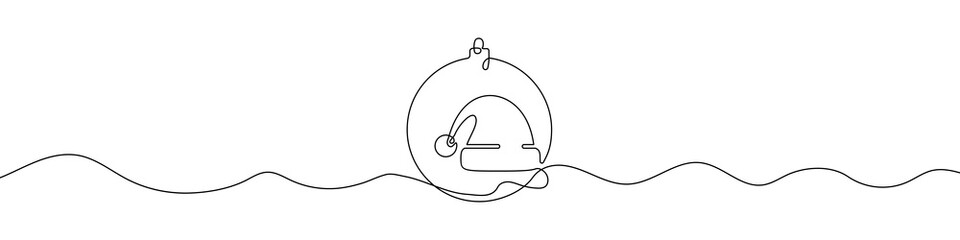 Merry Christmas decoration element. Line art design. Continuous one line art of Christmas ball. Vector illustration