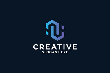 Obraz premium Abstract letter N logo design template.