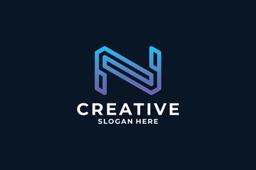 Abstract letter N logo design template.