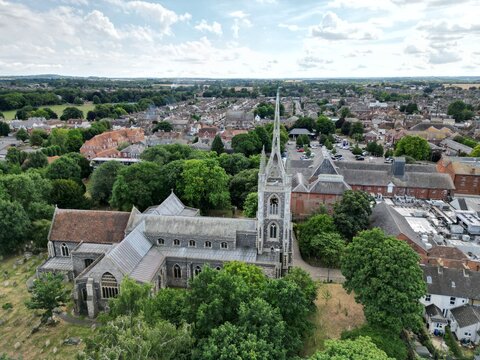 Faversham Kent UK aerial view .